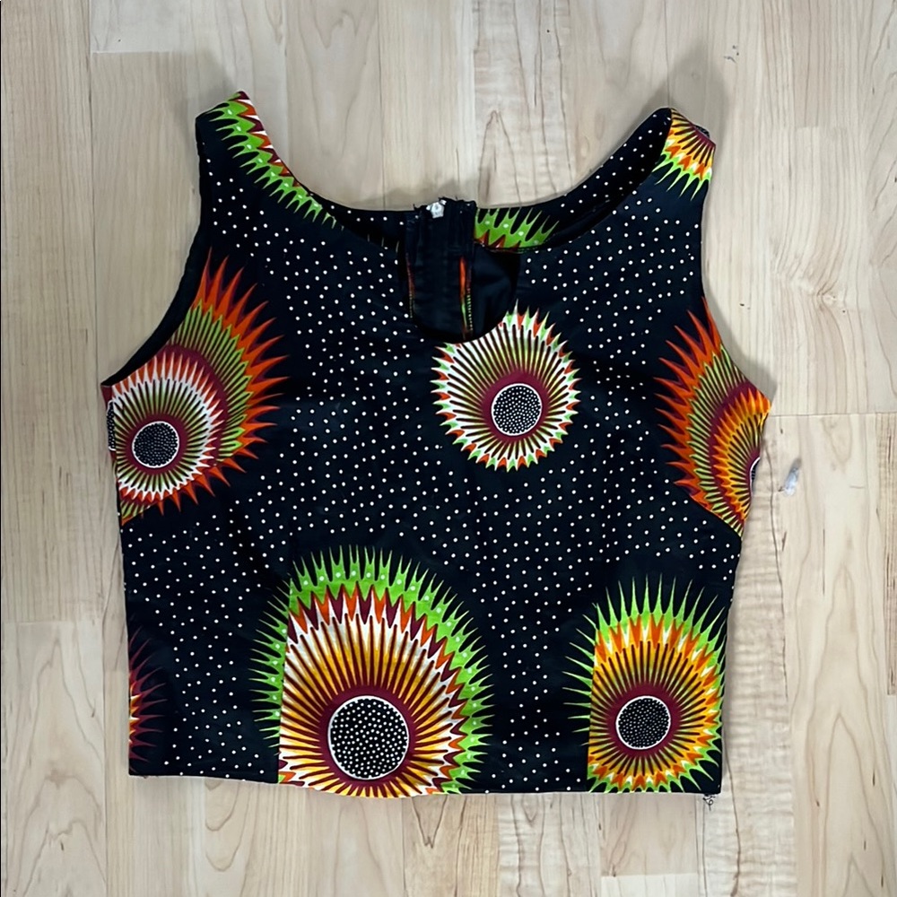 Black and Multicolor Women's Tank Top